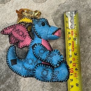 MCM Vibrant Blue and Pink Dragon Bag Charm